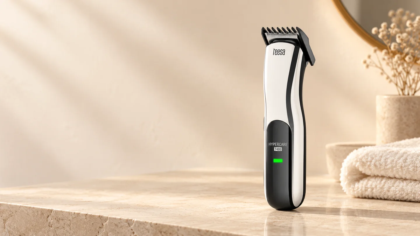 Aparat de Tuns 4 in 1 Hypercare T400 Teesa intr-un decor de acasa.