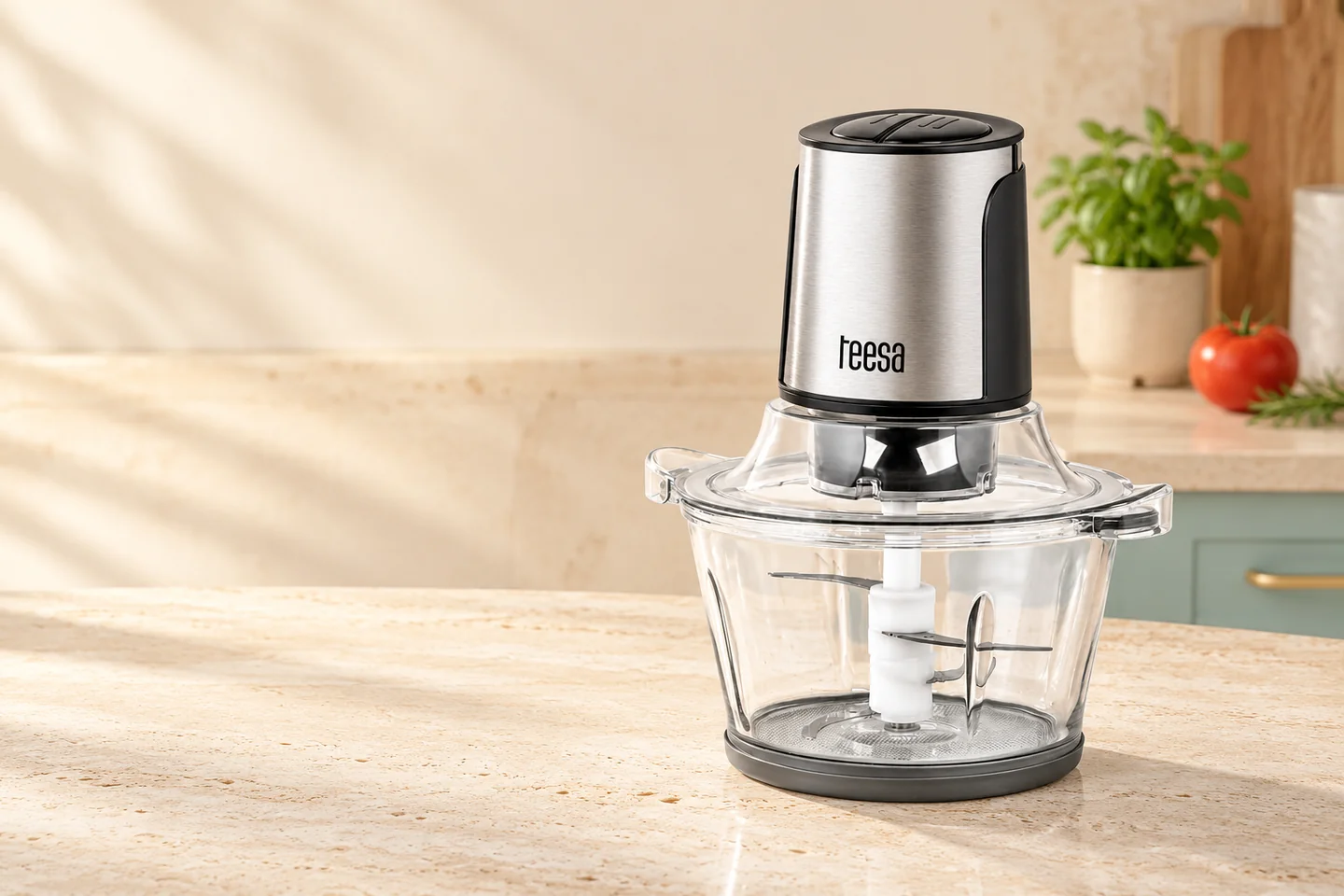 Tocator Chopper Bol Sticla 1,5 L 400 W Teesa intr-un decor de acasa.